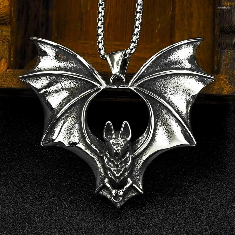 Pendant Necklaces Punk Stainless Steel Bat Necklace Biker Fashion Hip Hop Gothic Vampire Men Chain Jewelry Gift Wholesale