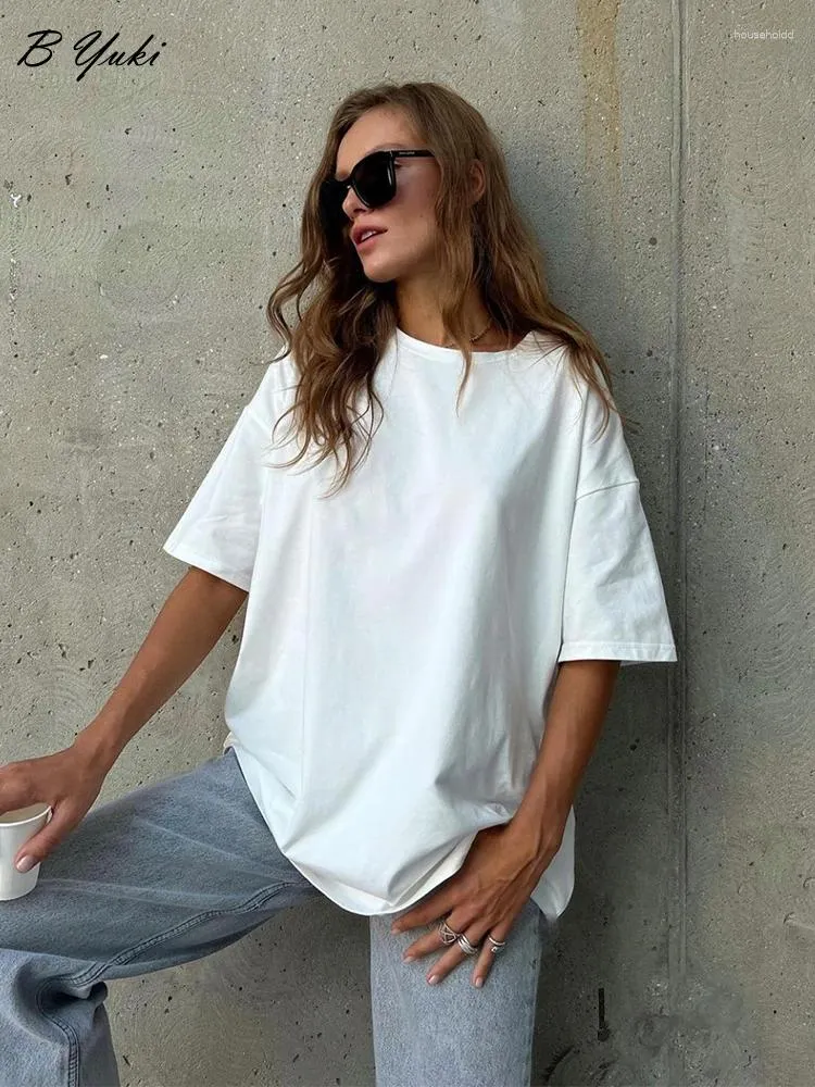 T-shirts Femmes Blessyuki Trendy Coton Basic Femmes Été Lâche Soft High Street Tees 2024 Casual Manches courtes Solid Femme Tops