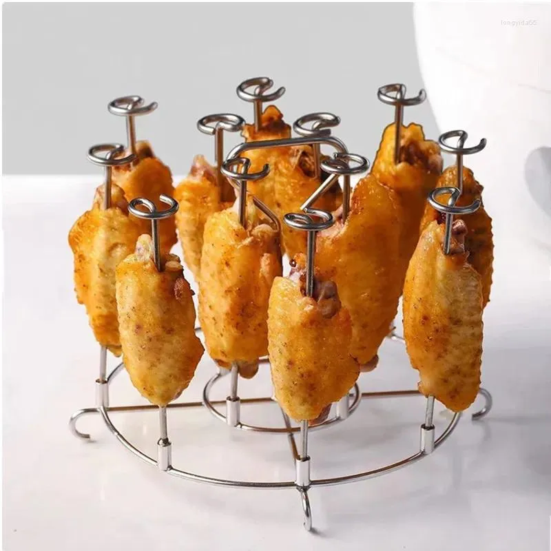 Tools Air Fryer Grill Rack Oven Accessories Stainless Steel Vertical Kebabs Barbecue BBQ Stick Bake Needle Kitchen Household