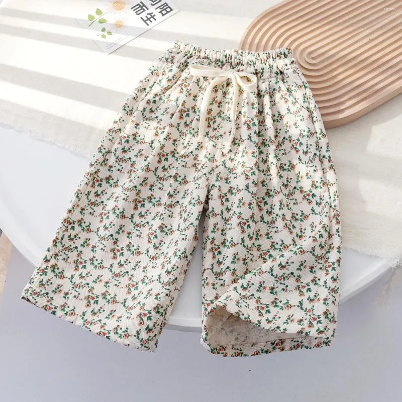 Pantaloni 2024 primavera coreana per bambini neonate pantaloni in cotone floreale elastico in vita tasca Cusual abiti per bambina