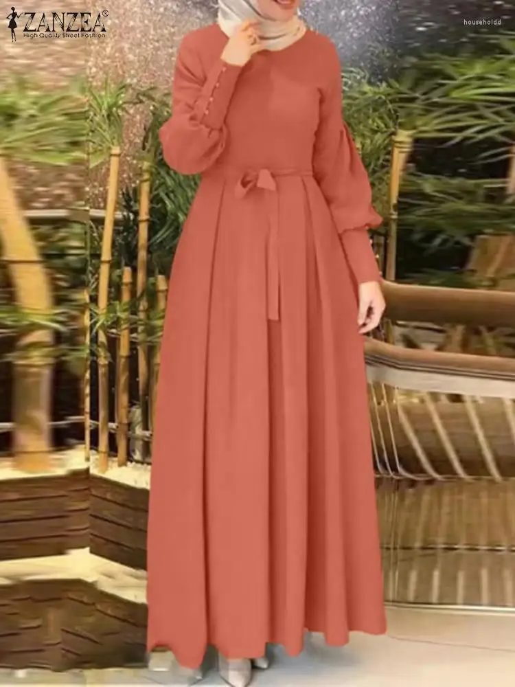 Abbigliamento etnico Abiti eleganti musulmani per le donne Autunno Solido Abito estivo a maniche lunghe ZANZEA Maxi Hijab Abito causale Turchia Caftano Vestidos
