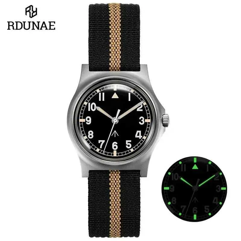 その他の時計rdunae 34.5mmレトロミリタリーウォッチ316Lステンレス鋼K1ミネラルガラスグローパーソナライズされたスポーツクォーツメンズパイロットウォッチJ240131