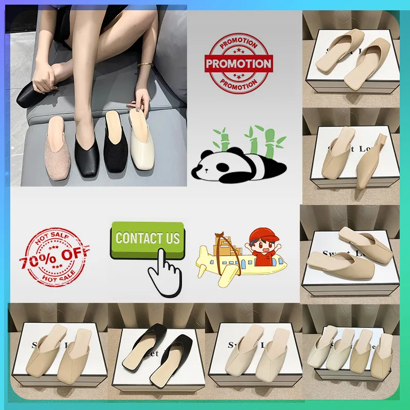 Sandales décontractées de styliste demi-pantoufles pour femmes, sandales brodées, mode style français, lettre pour femmes, sandales d'été en cuir souple, chaussures Muller taille 36-40