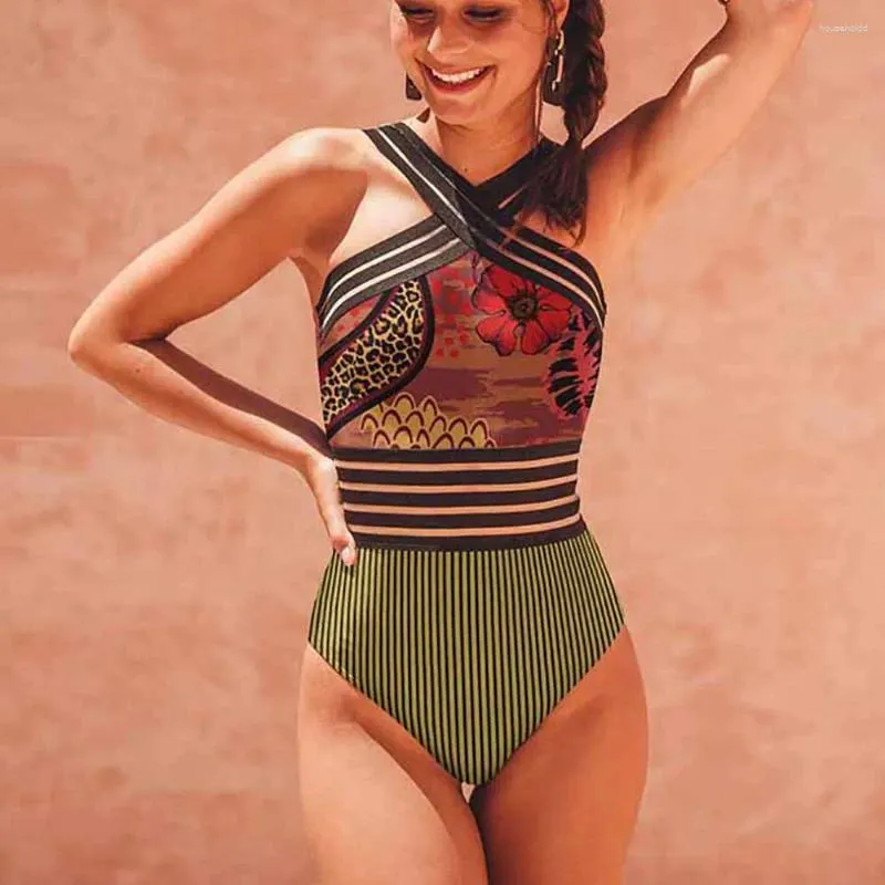 Damskie stroje kąpielowe zielone tankini seksowny strój kąpielowy moda kolorystyka nadruk pojedynczy kawałek mikro monokini kobiety pływające garnitury patchwork