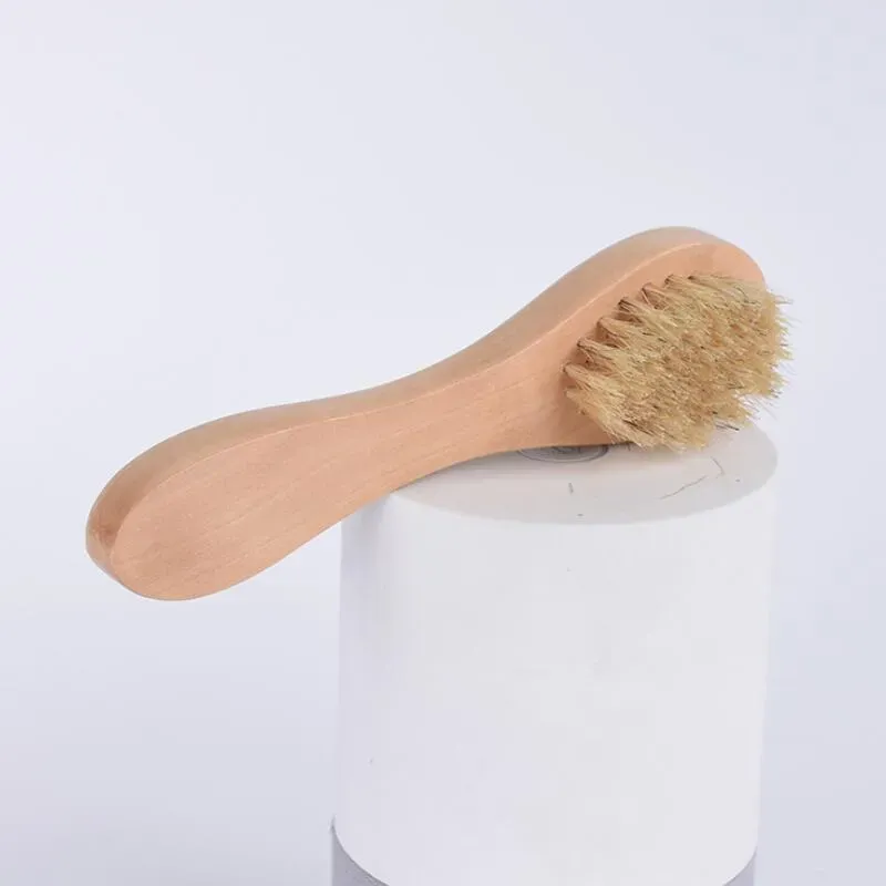 Face Cleansing Brush for Facial Exfoliation Natural Bristles Exfoliating Face Brushes for Dry Brushing with Wooden Handle LX2781