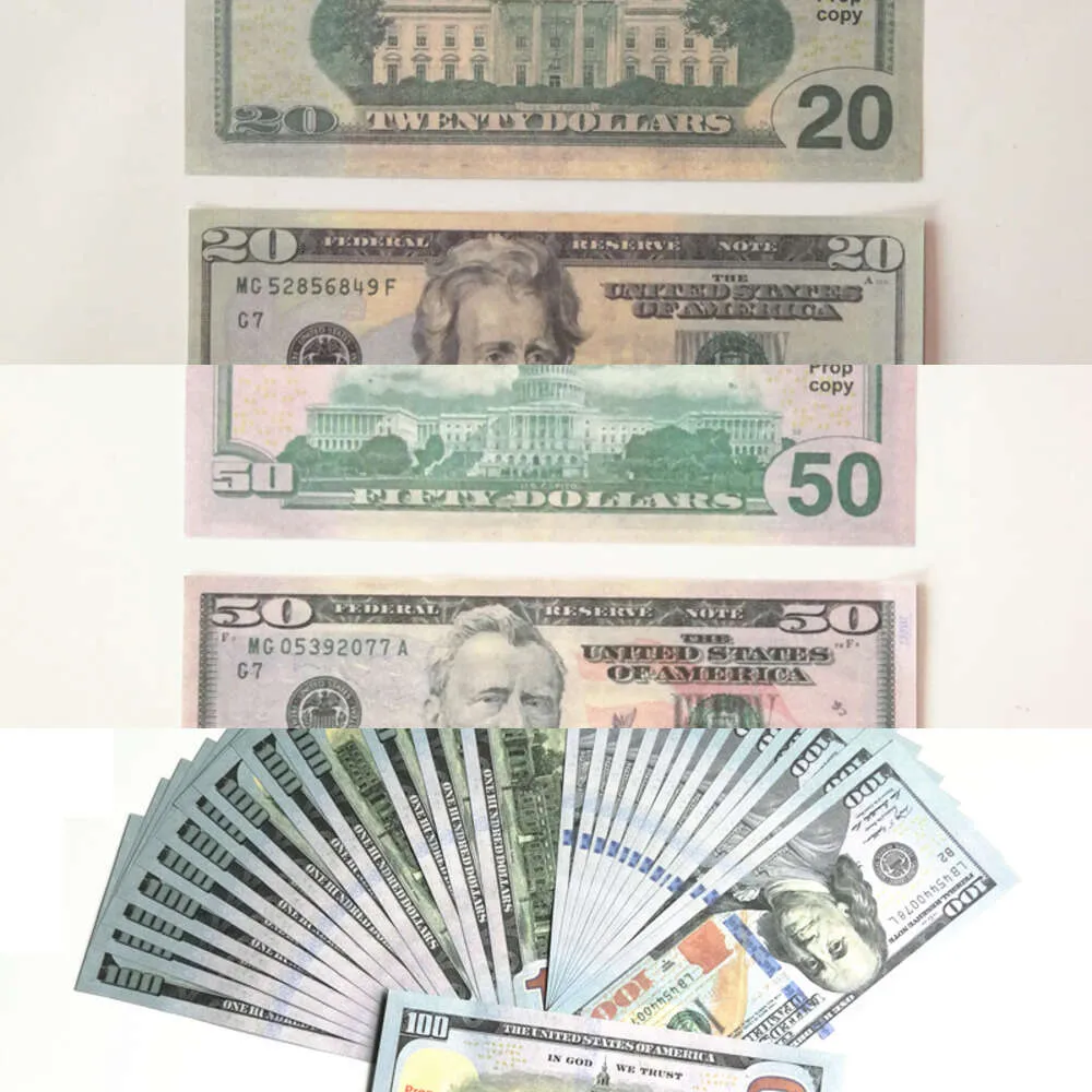 Supplies de festas Banco de dinheiro falso 5 10 20 50 100 200 Euros de dólares americanos Realistic Toy Bar Props Movie Movie Money Faux-Billets Copy 10248GKSDV