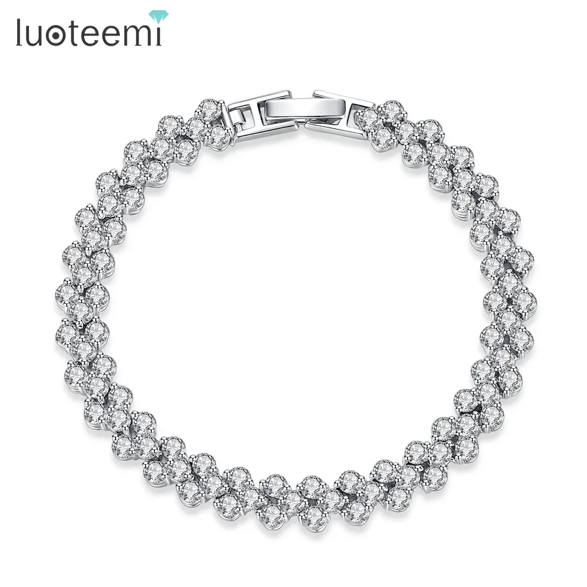 Bangles Luoteemi Rome mode topkwaliteit Clear AAA Cubic Zirconia European Charm Tennis Bracelet Bangles voor vrouwen bruidsjuwelen