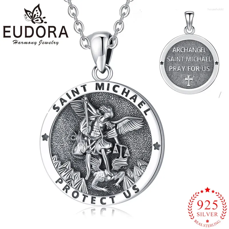 Hangers Eudora 925 Sterling Zilver Sint Michaël Aartsengel Ketting Patronus Medaille Hanger Religieuze Sieraden Fijn Cadeau Voor Mannen Vrouwen