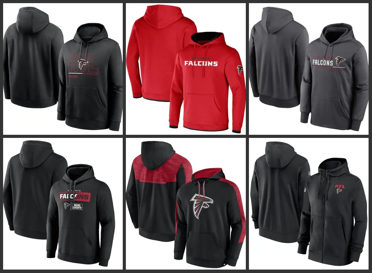 Atlanta''Falcons''Men Black Color Block Fleece Performance Pulôver com capuz e zíper completo