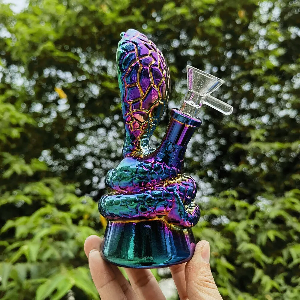 6 -calowy szklany bong kobra wąż kolorowy rura palenie wodoci
