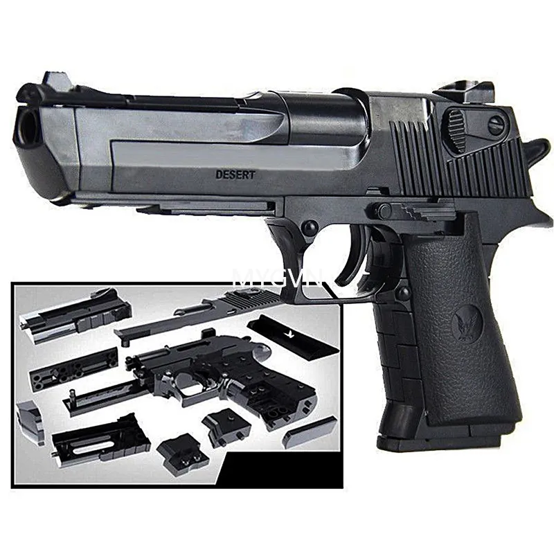 Desert Eagle 1:10 Bambini Assemblaggio di Mattoni Building Block Pistola Educativa Assemblato Modello in Plastica Per Il Regalo Di Compleanno Pistola Giocattolo Per Bambini