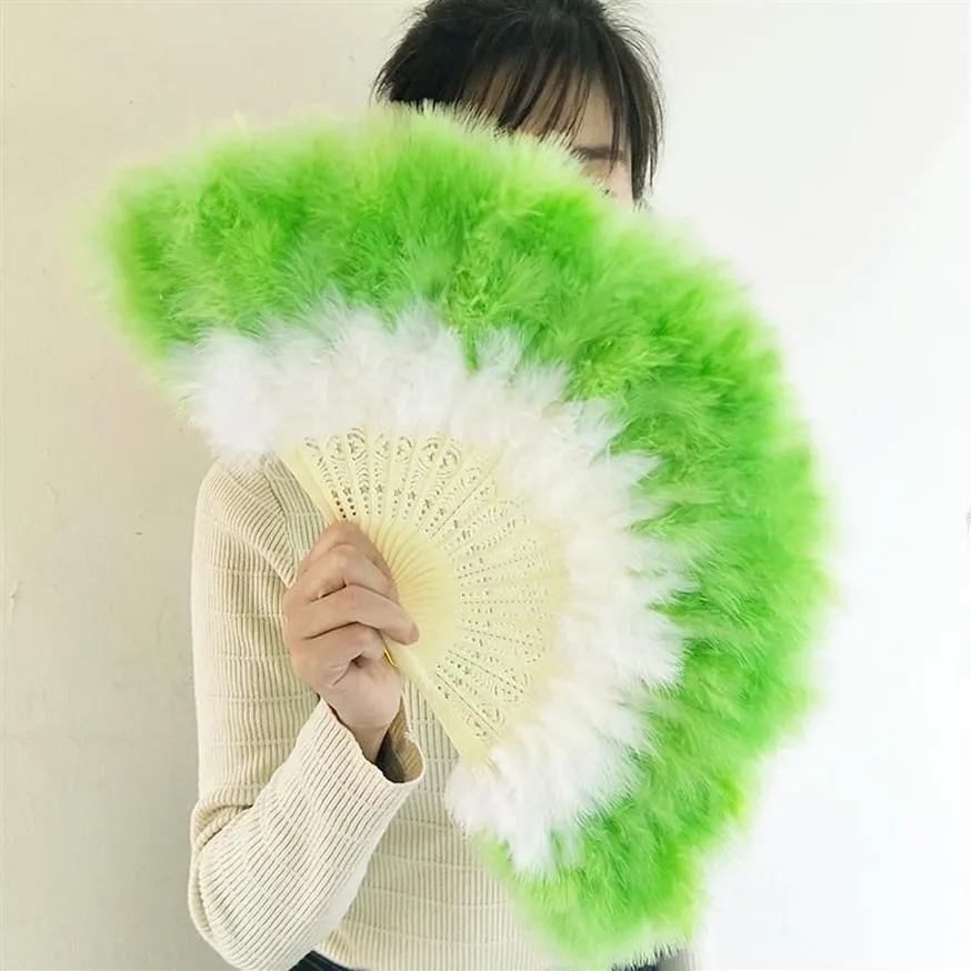 Party Favor Retro Nostalgia Colorful Feather Hand Fan Live Dance Cheongsam Catwalk Gradient Abanicos Para Boda232f