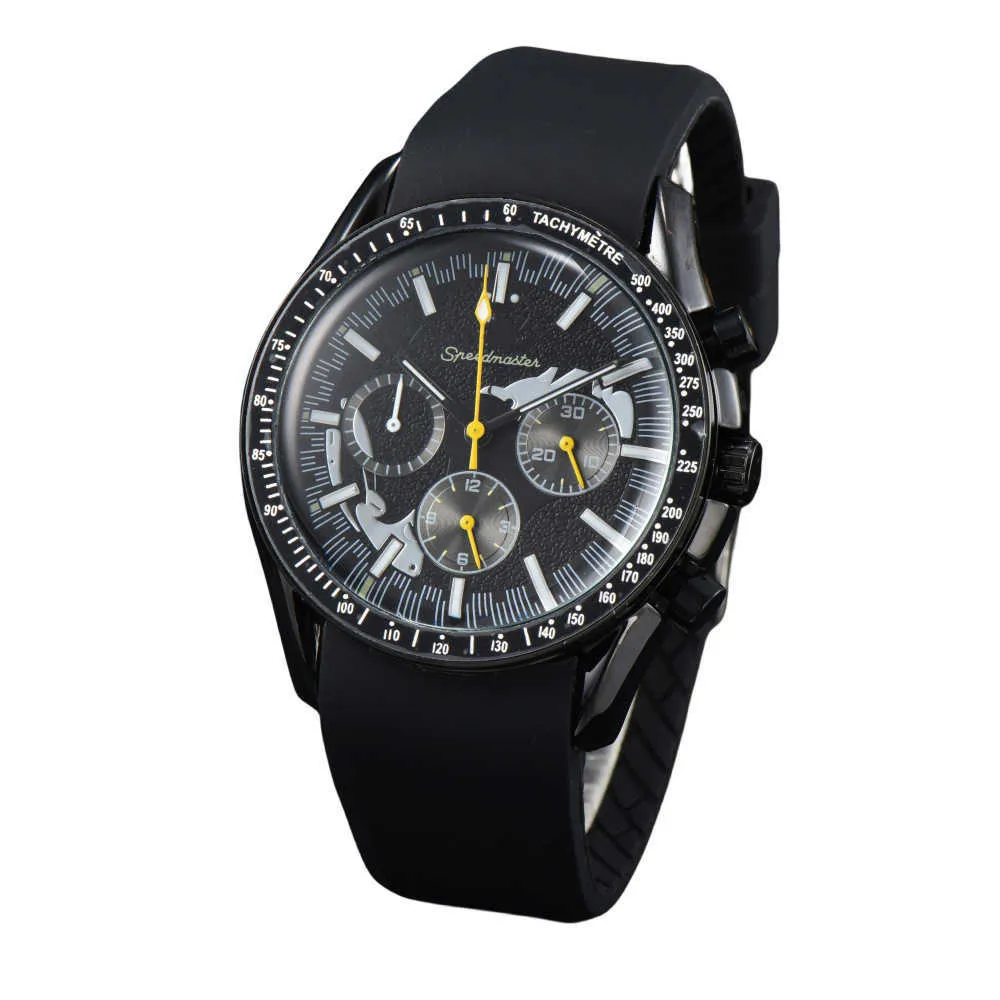 Oujia Super Series Seis Agulhas Funcionais Quartz Timing Mens Business Relógio de Aço Inoxidável Design Silicone