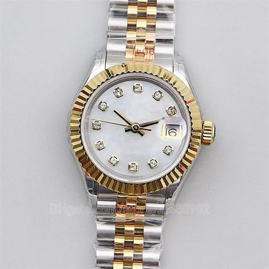 Relógio feminino 28mm relógios femininos mostrador roxo movimento nh05 rosa ouro jubileu pulseira aço inoxidável datejust escritório la276f