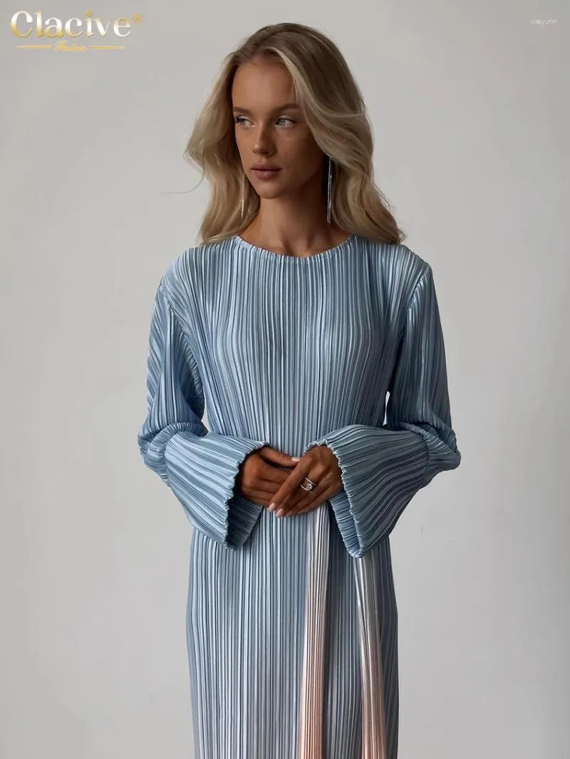 Elegant Gradient Winter Dress - Womens Long Sleeve O-Neck Ankle Length  Casual Loose Fit Fashion Dress, Chic Lace-Up Style - Buy Now! from Dhgate  Basic & Casual Dresses - price 51.84