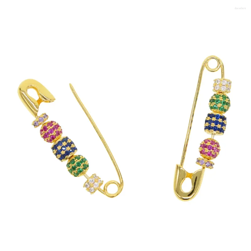 Boucles d'oreilles couleur or coloré Cz Disco perle mobile perlée épingle de sûreté boucle d'oreille magnifique Chic femmes bijoux