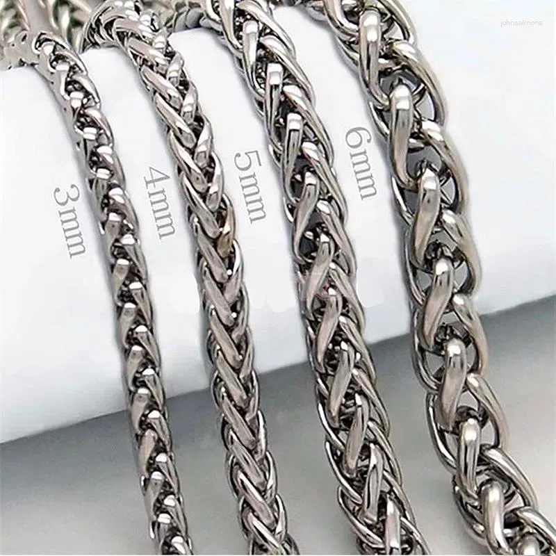 Chains HNSP 3MM-8MM STAINLESS STEEL TWIST CHAIN NECKLACE FOR MEN Punk Neck Jewelry Pendant Accessories Male Thick LONG Dog