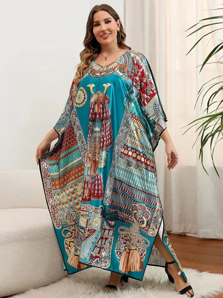 Vrouwen Badmode Print Bohemian Maxi Jurk Herfst Lange Vrouwen Beach Cover Up Kaftan Pareos Gewaad Plage Beachwear Badpak Tunieken