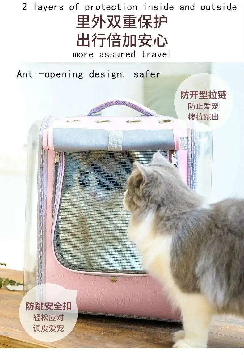 Cat Carriers 2024 Transparent Bag Out Portable Dog Pet Big Suitcase Box Large Space Foldable