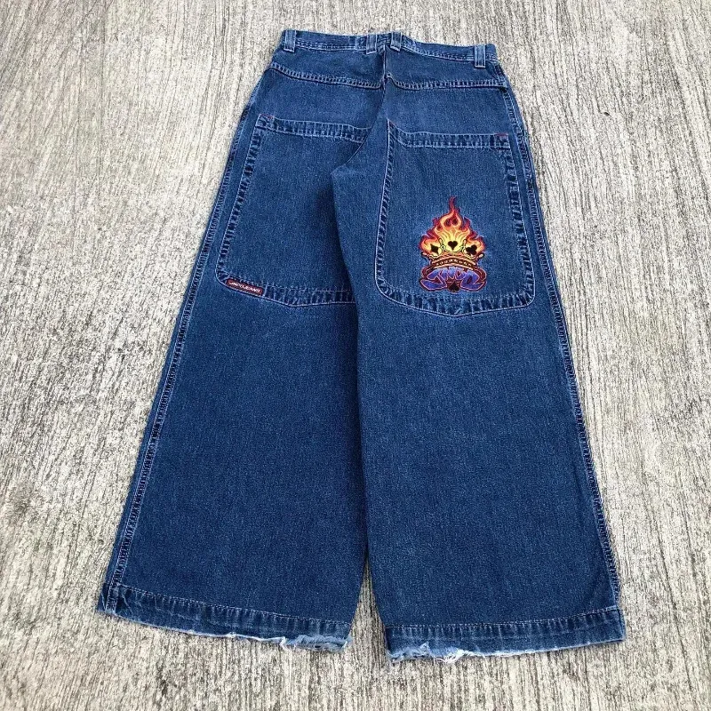 JNCO Y2K baggy jeans men clothing Embroidery Graphic vintage Gothic streetwear Hip Hop Harajuku Men Women Fashion wide leg jeans 240122