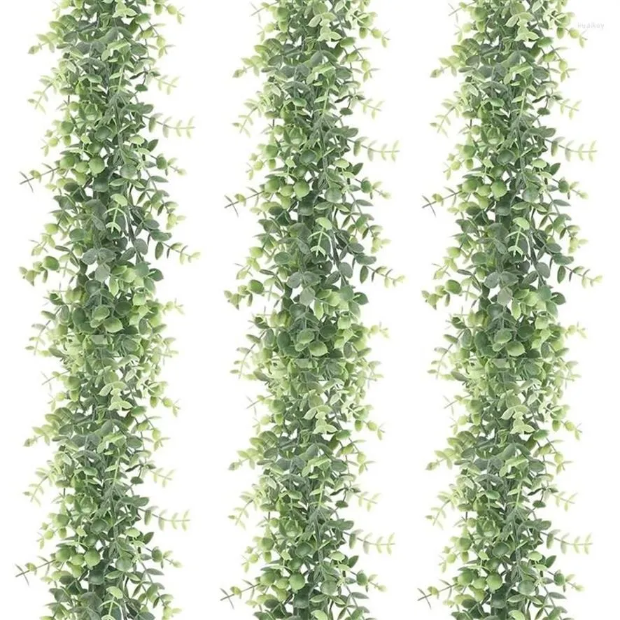 Fleurs décoratives 3Pack 180cm guirlande d'eucalyptus artificielle fausse vigne de verdure pour toile de fond de mariage arc bricolage décoration maison Wal279r