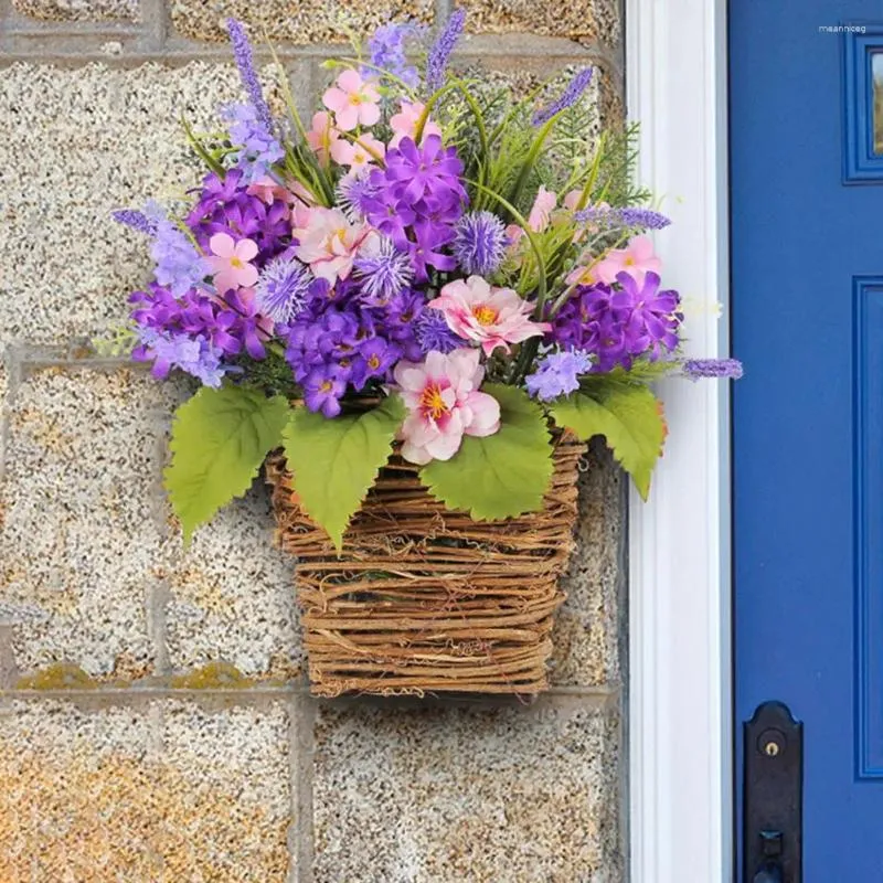 Fiori decorativi Cesto di fiori artificiali di lunga durata per la porta d'ingresso Decorazioni per la casa di nozze Corona da appendere in fattoria con interni