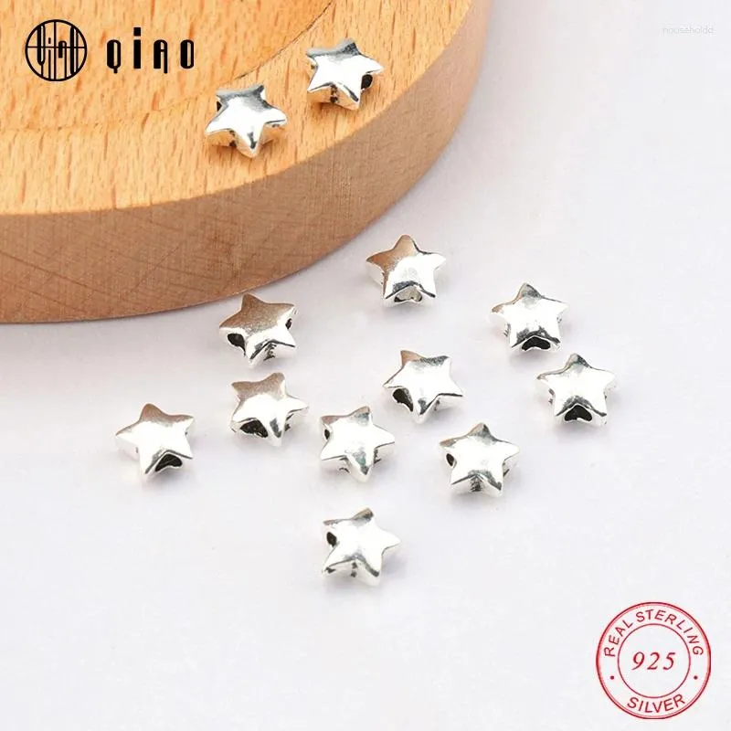 Luźne kamienie szlachetne 5,6 mm 5pcs 925 Srebrny srebrny dystanse koraliki Star Peads Znakomite pentagram bransoletka biżuteria Making DIY