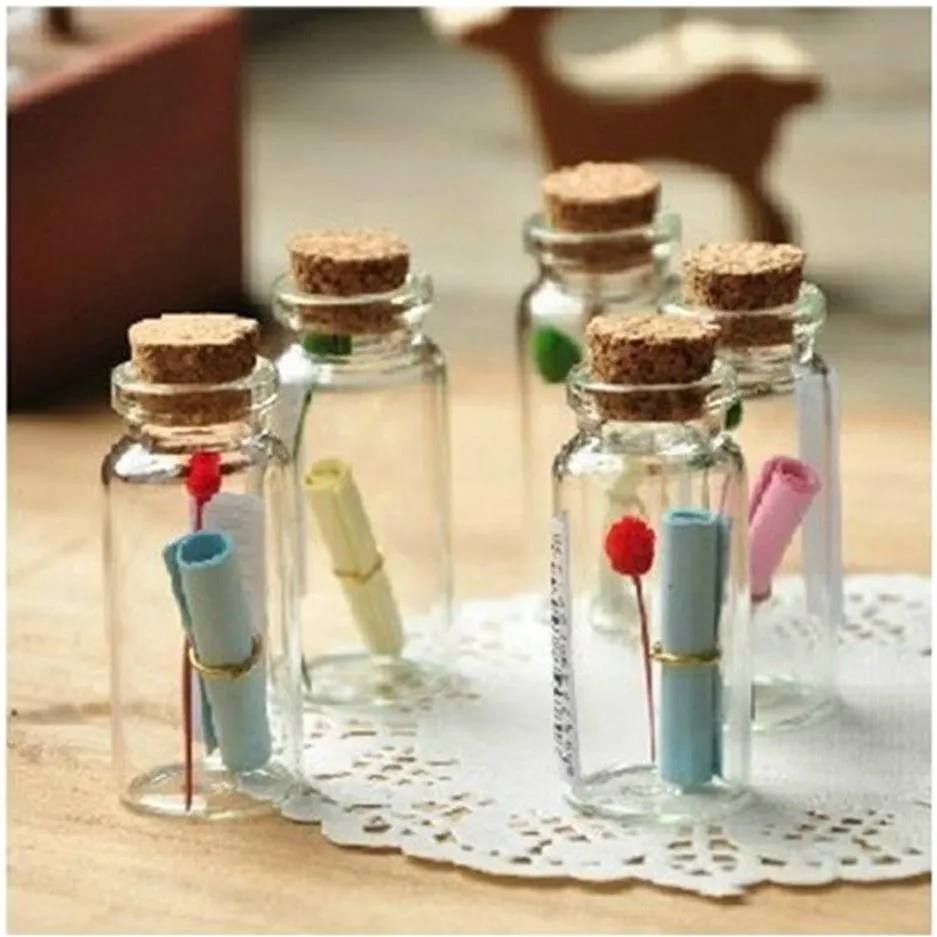 50 pièces 0 5ml mignon Mini petit minuscule vide clair vide souhaitant flacons avec bouteilles en verre de liège pots Containers268y