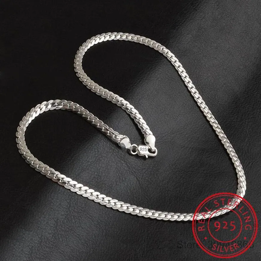 2020 neue 5mm Mode Kette 925 Sterling Silber Halskette Anhänger Männer Schmuck Volle Seite Necklace3255