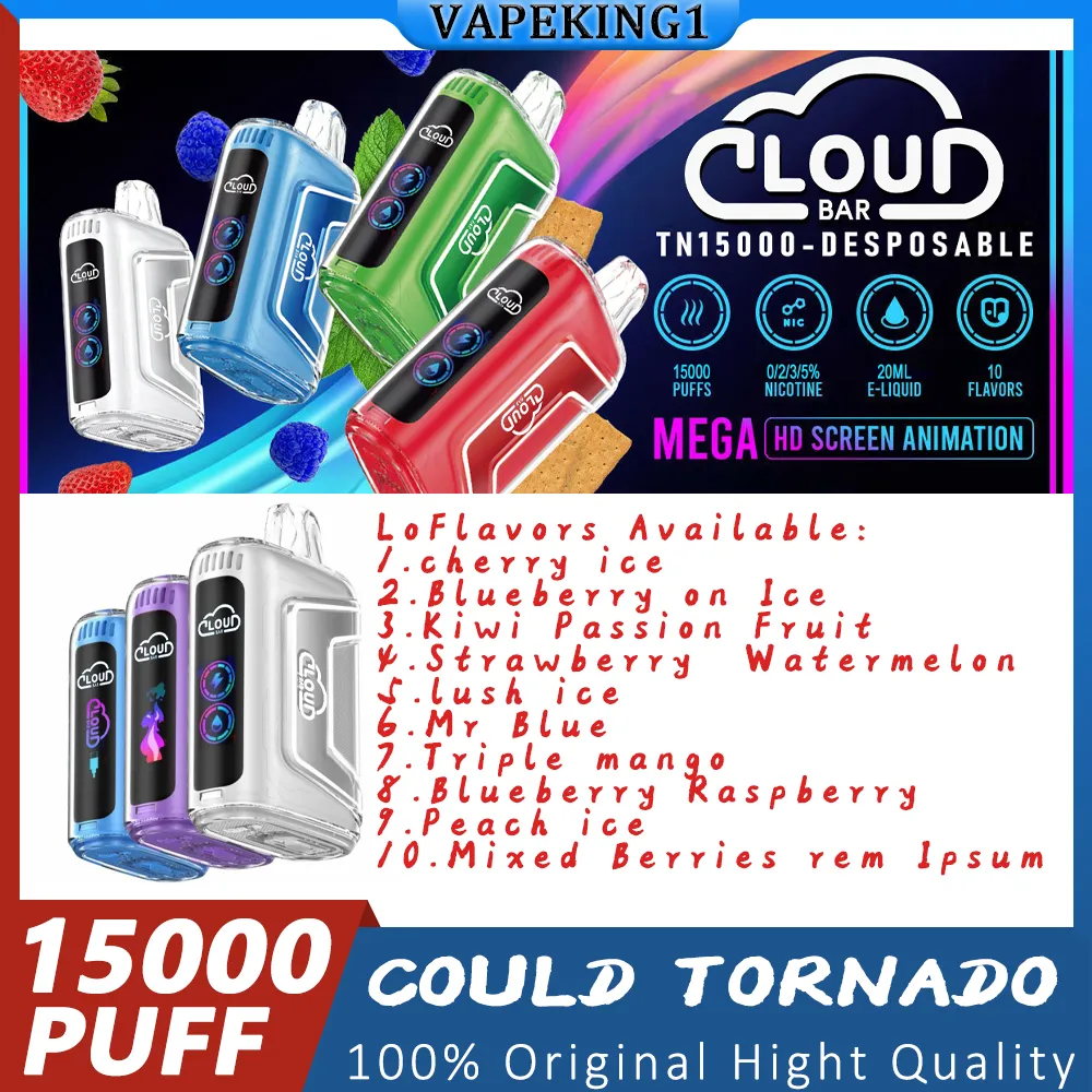 Original Cloud Bar Geerdun Boom 15000 puff Caneta vape descartável E-cigarros vaper 23ml e-líquido é maior que a maioria dos e-líquidos descartáveis e é alimentado por um sopro 15k rdm