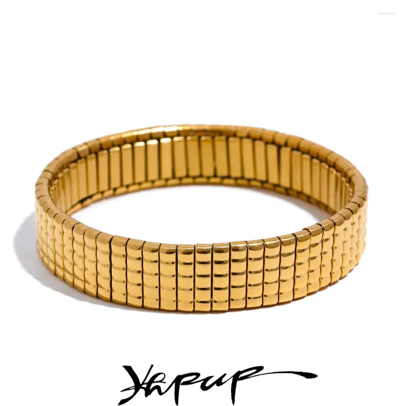 Bangle Yhpup 316l roestvrij staal 18K goud PVD verguld metaal brede armband 2024 voor vrouwen stijlvolle unisex sieraden bijoux