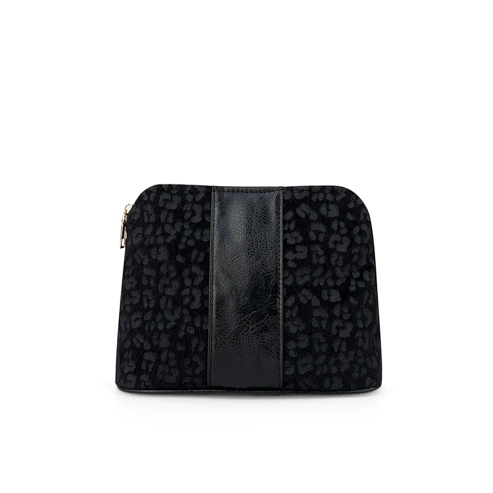 Short Fur Leopard Shell Cosmetic Bag Monogramming PU Strap Makeup Bag Light Weight Multi Purpose Handbag DOMIL2669