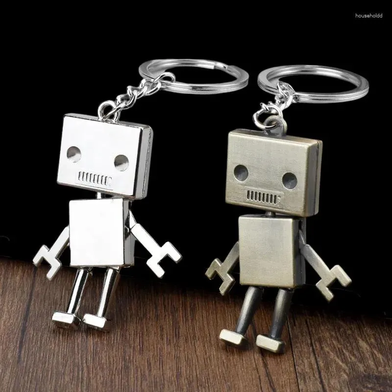 Keychains Cool Keychain Metal Söt robot för män och pojkar Lovely Birthday Present Creative Key Holder