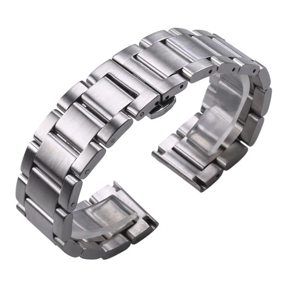 Solid 316L rostfritt stål Watchbands silver 18mm 20mm 22mm Metal Watch Band Rem handledsklockor armband CJ191225222I