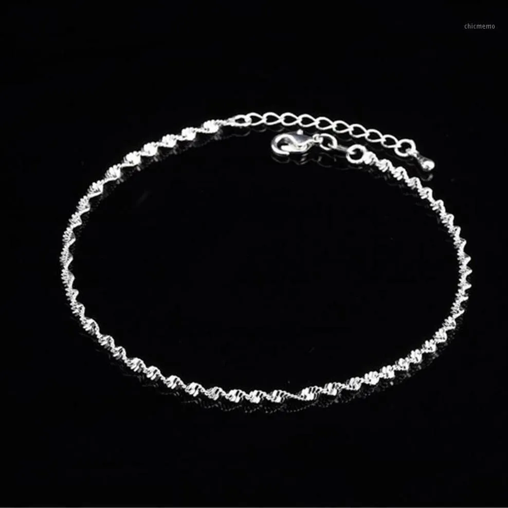 Fashion Ed Weave Chain for Women anklet 925 Sterling Silver Anklets Bracelet for Women Foot Jewelry anklet onfoot1246m
