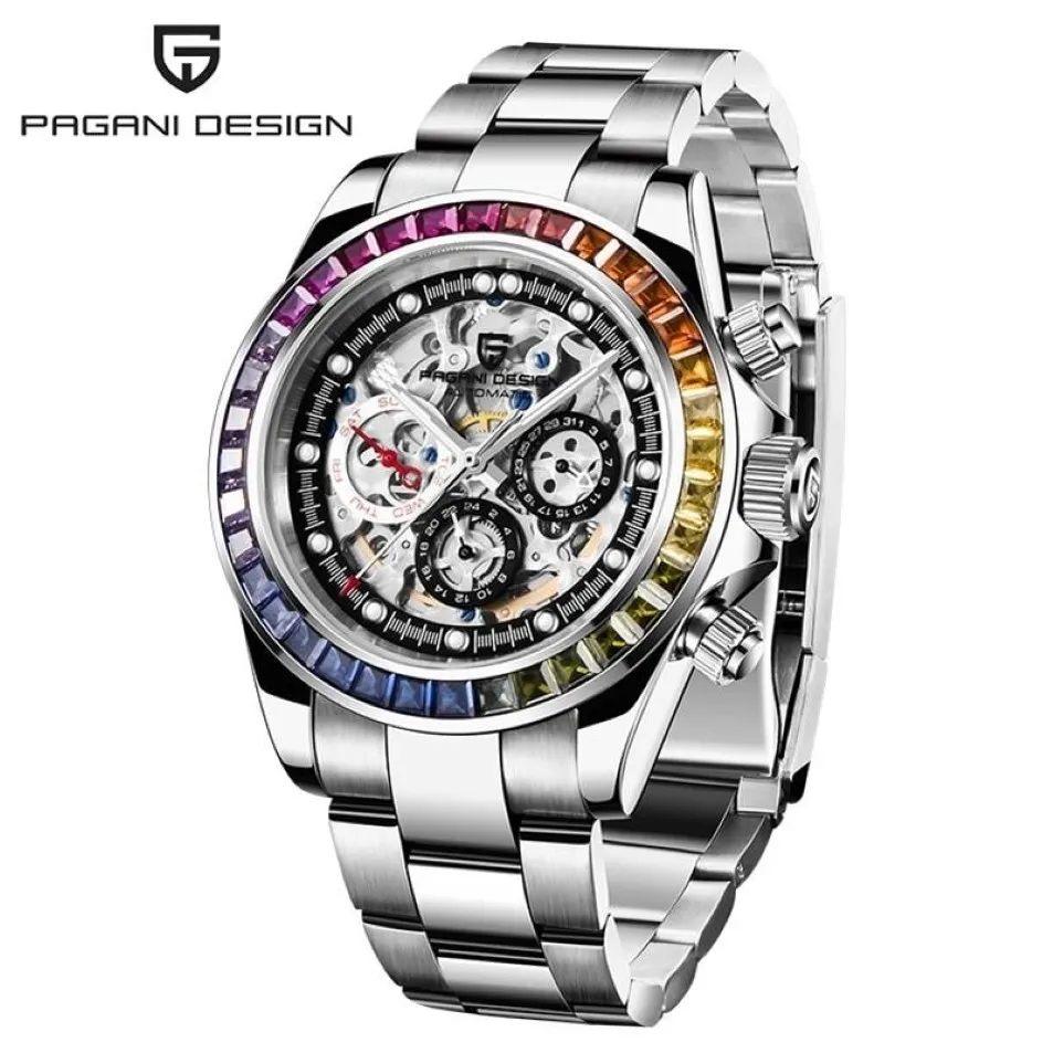 2021 Pagani Design Automatyczne zegarek 40 mm mężczyzn Mechaniczne zegarki szkieletu Wodoodporne stalowe działalność modowa Relogio Mascul225e