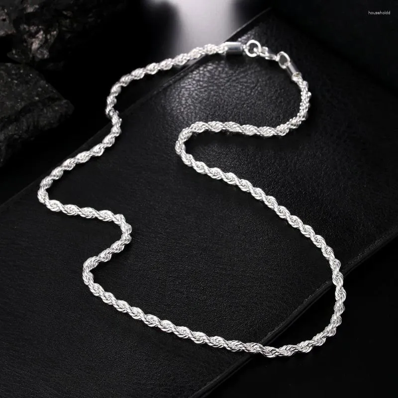 Ketten Edle Feine 4mm Seil Kette 925 Sterling Silber Halsketten Für Frau Männer Klassische Luxus Schmuck Party Urlaub Geschenk