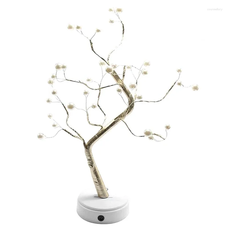 Lampy stołowe Kreatywne LED Pearl Tree Lampa Dekor