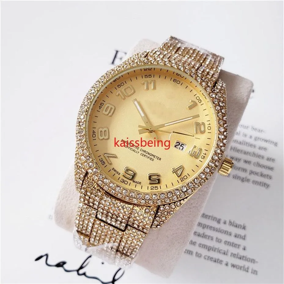 Hoge kwaliteit heren dameshorloge volledige diamant Iced Out band Designer horloges Quartz uurwerk Paar liefhebbers klok Watches260x