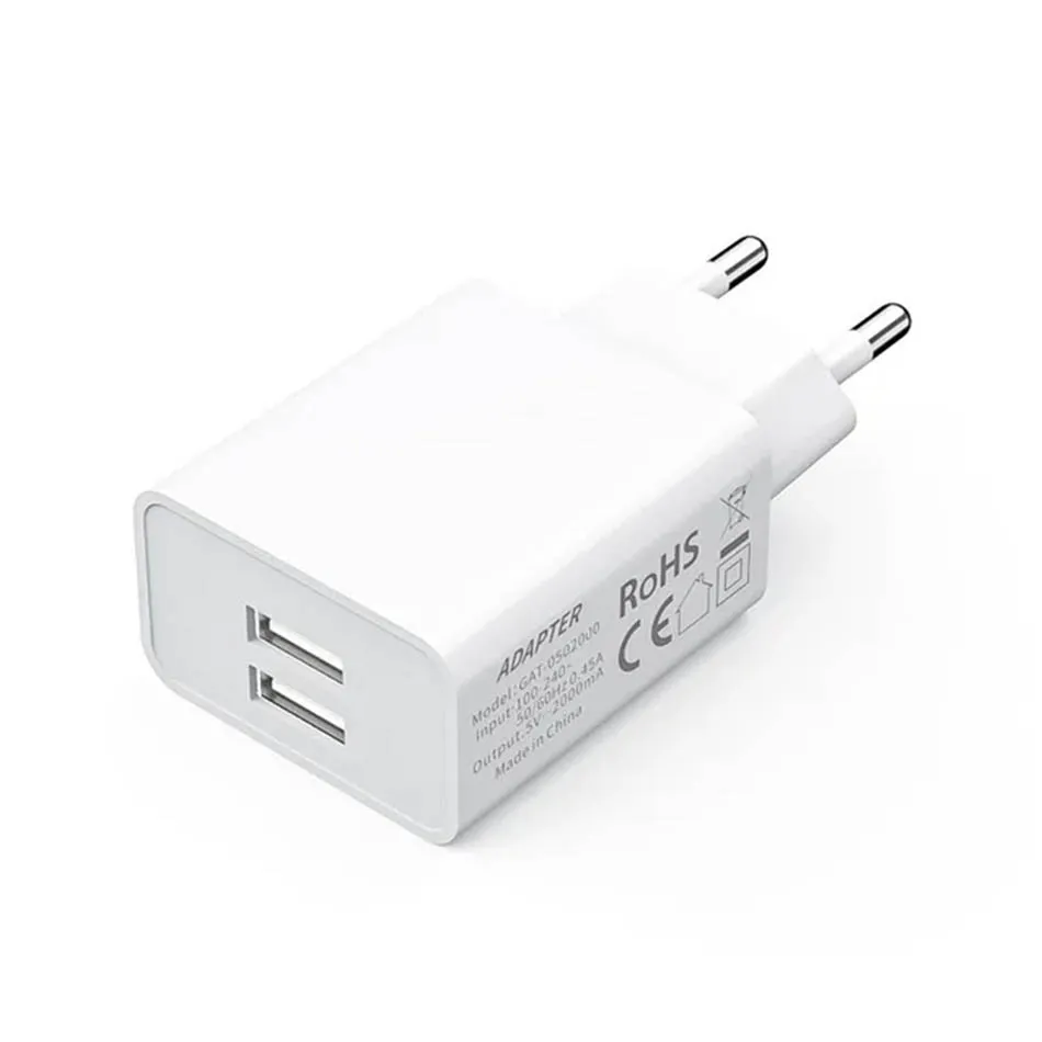 Plugue da ue 5v 2a duplo usb universal carregadores de telefone móvel adaptador de carregador de energia de viagem para iphone samsung xiaomi huawei