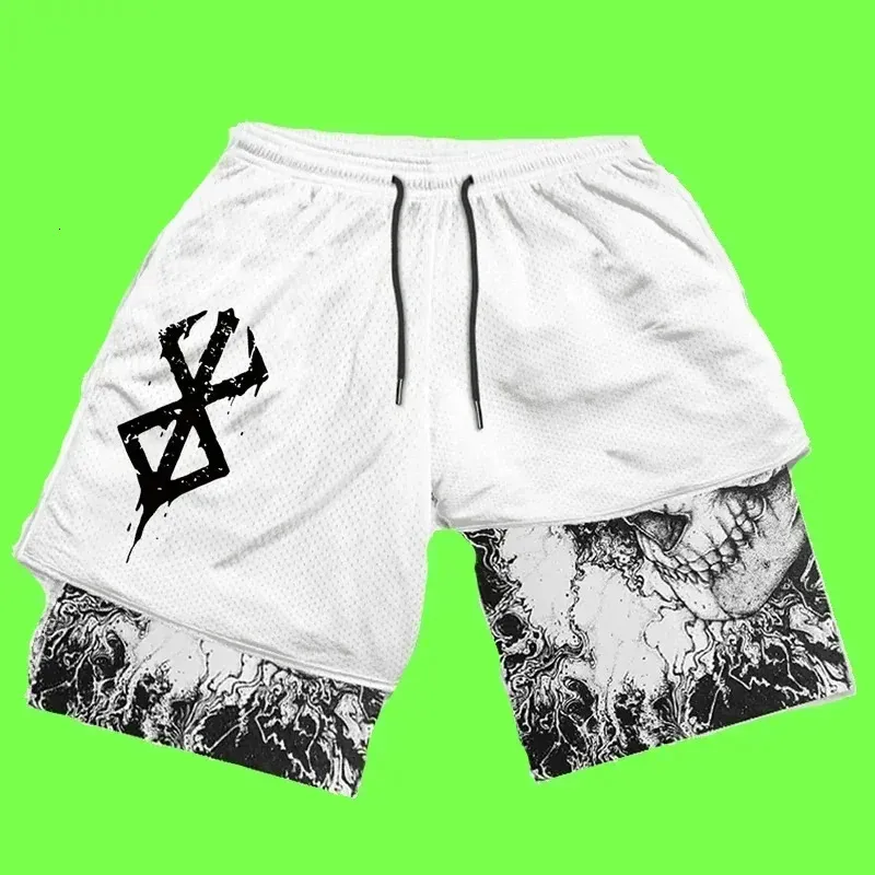 Y2K Summer Men Streetwear Anime Berserk Otenze Active Athletic Gym Short Pants Training Fiess workout Track Shorts Kleding 240131