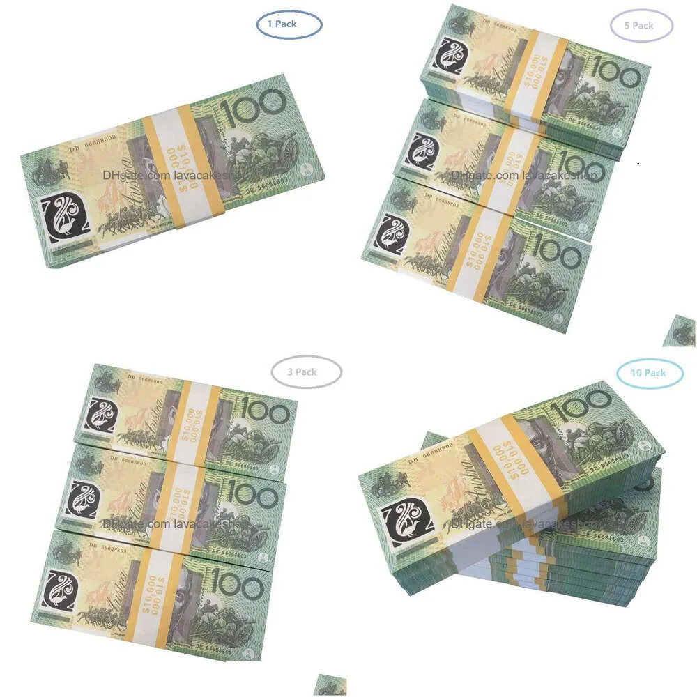 Autres fournitures de fête festives Prop Jeu Dollar australien 5/10/20/50/100 Aud Billets de banque Papier Copie Fl Imprimer Billets de banque Faux Movi DhjphRVEIEAPK