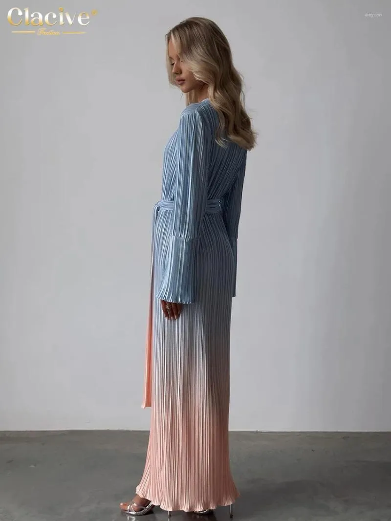 navy blue dress for baby girl Ashirexll Long Sleeve Maxi Dress, Winter Dress for Women, Womens Fall Winter Long Sleeve Crew Neck Color Temperament Slim Vintage Dress Casual Fashion main image 1