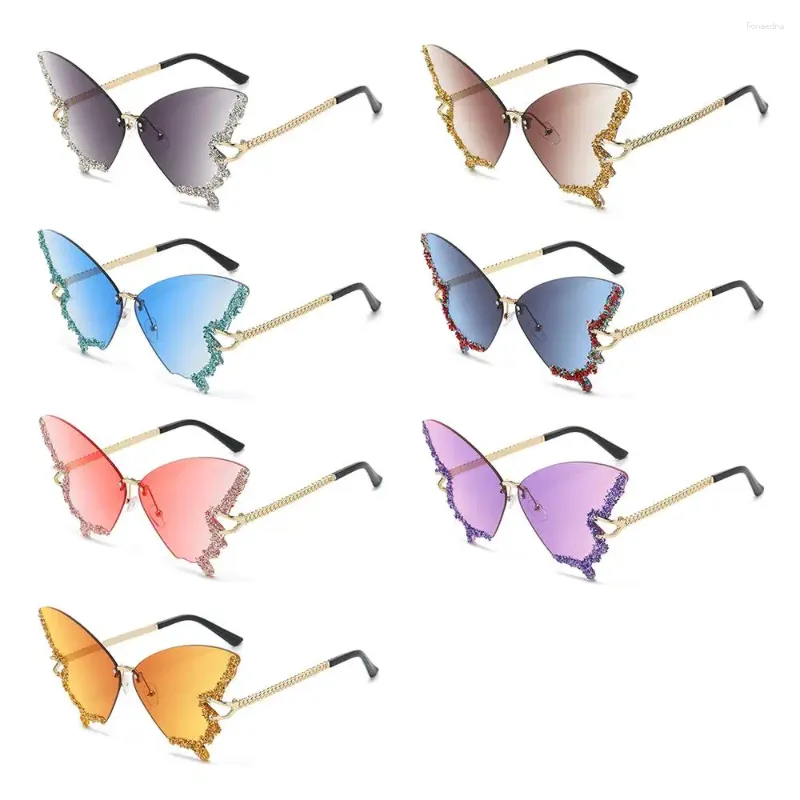 Lunettes de soleil diamant strass surdimensionné papillon dames nuances Bling lunettes de soleil violet pour les femmes