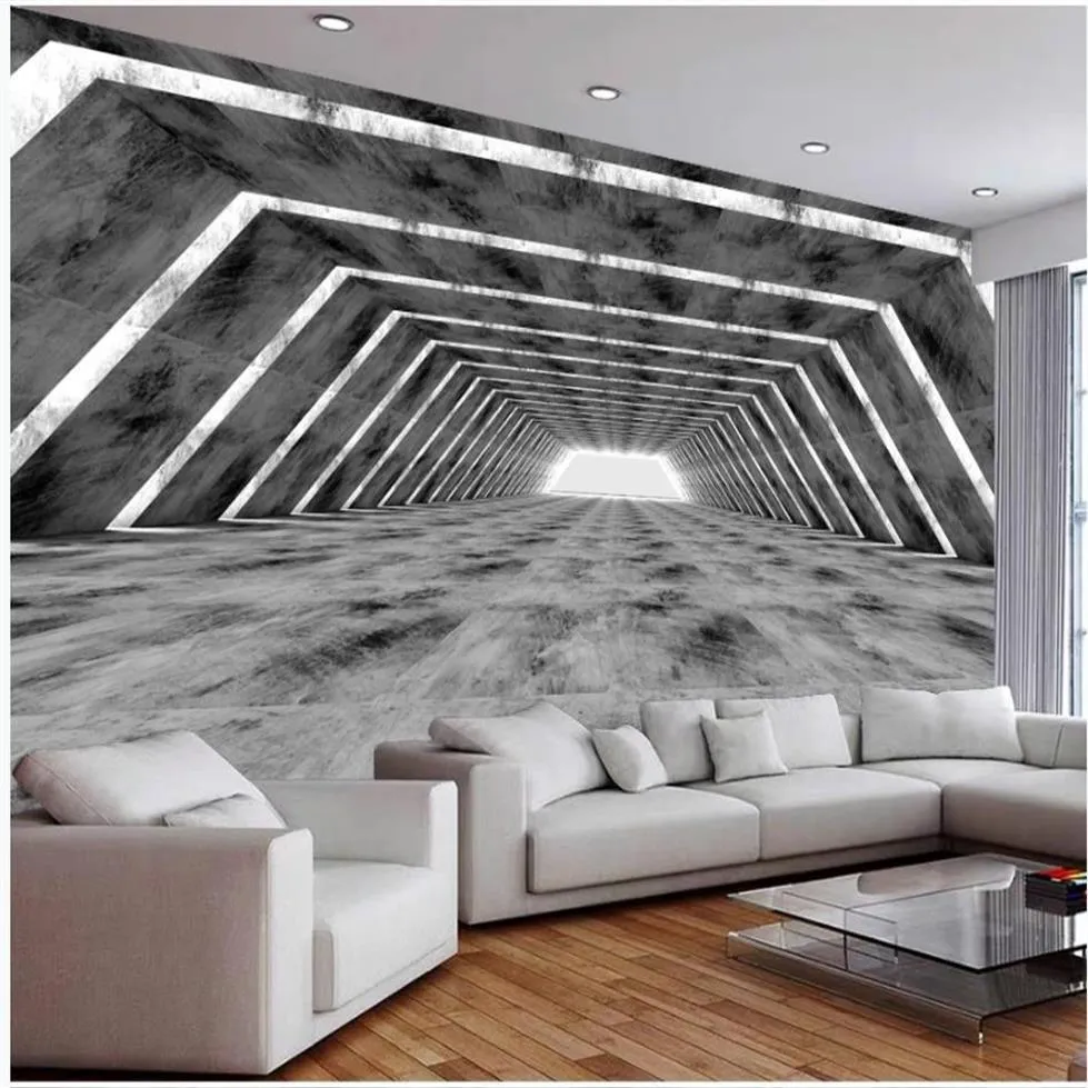 Papier peint moderne pour salon, espace étendu, stéréo, ciment, fond de bâtiment, wall243f