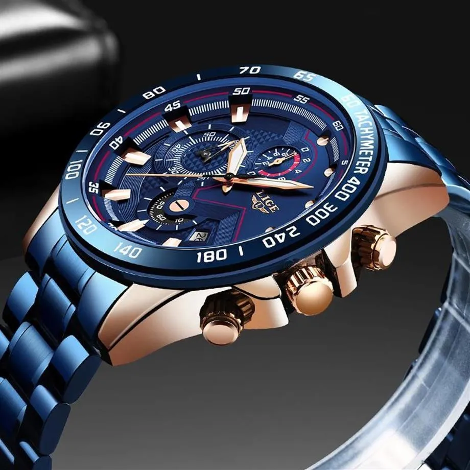 Klassische blaue Herrenuhren, Top-Mode, Militär-Chronographenuhr für Herren, automatische Datums-Sport-Armbanduhren243d