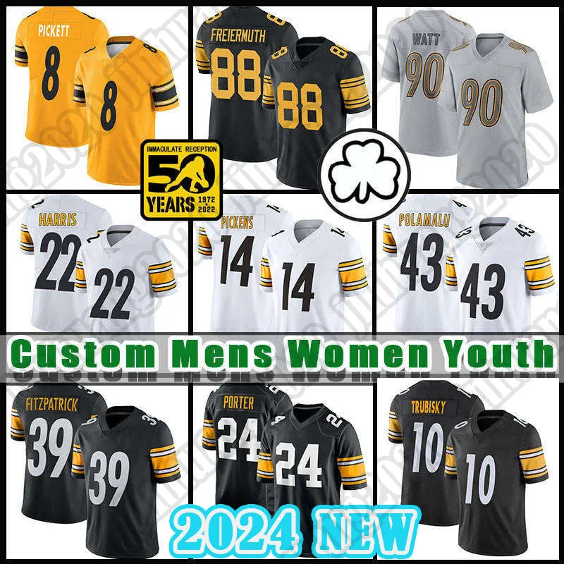 Kenny Pickett George Pickens voetbalshirt Najee Harris T.J.Watt Pittsburgh''Steelers''Mitch Trubisky Jerome Bettis Troy Polamalu Franco Harris Pat Freiermuth