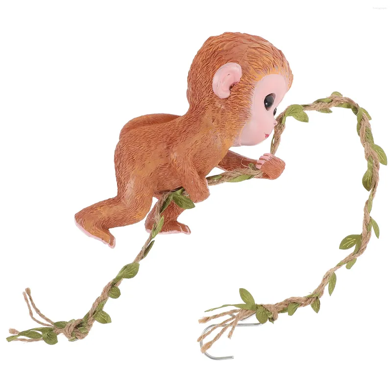 Trädgårdsdekorationer harts Little Monkey Decoration Ornament Delicate Bedårande figur Hantverk som hänger hängande söt staty