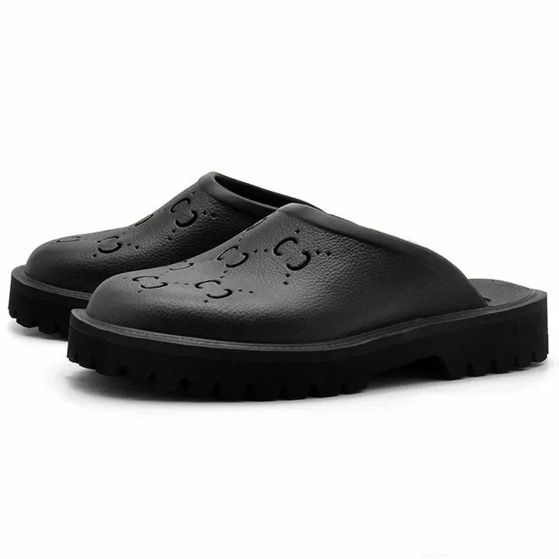 10a Quality Womens Mule Slide Designer Pool Pool Slipper Mandin Hollow G Platform Sandales Flat Tlides Chaussures Casual Mens Summer Black Rubber Sandale Sandale Taille 35-42 923
