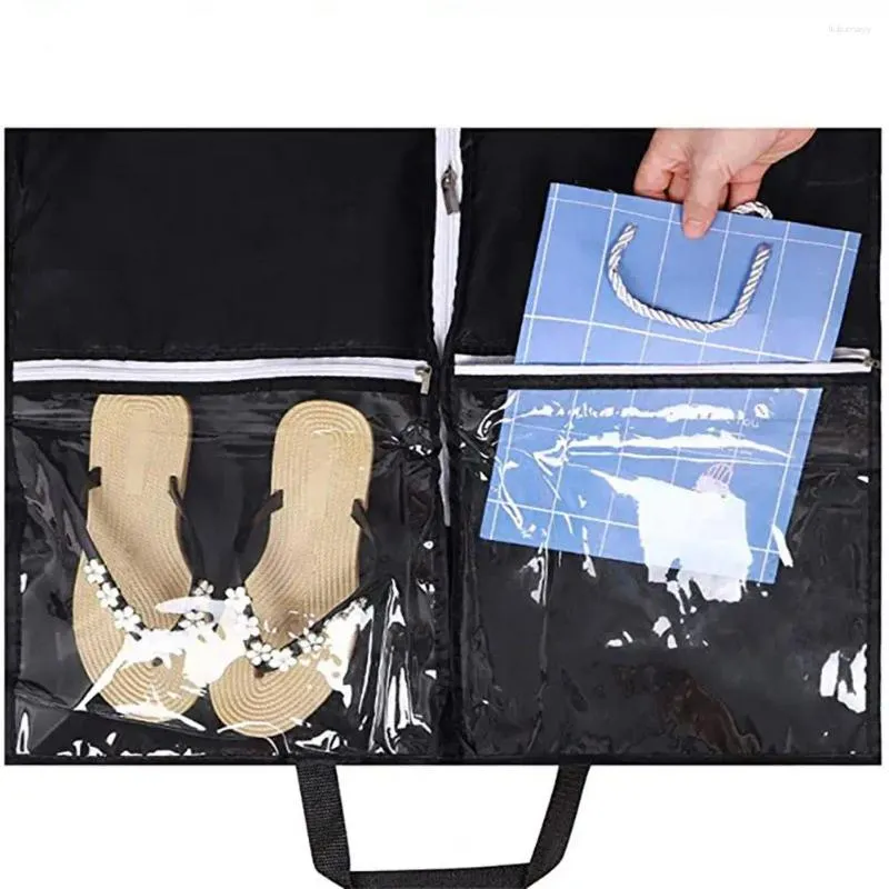 Storage Boxes Suit Bag Tuxedo Garment For Travel Closet With Dust-proof Cover 2 Pockets Breathable Home